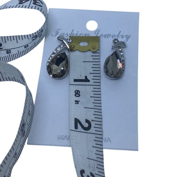 Smoky Topaz Colored Swarovski Crystal Element Women's Drop Earrings Rhinestone - Picture 3 of 7